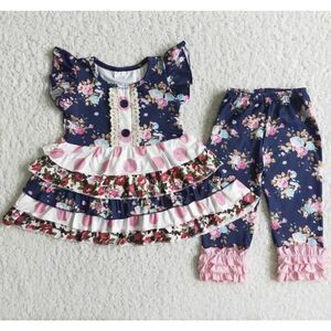 Los Angeles Boutique Toddler Baby Girl Ruffle Boho Dress & Pant Set Designer 2T